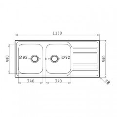 Pyramis Zeda Extra Ένθετος Νεροχύτης Inox Σατινέ 116x50cm Ασημί 107153600